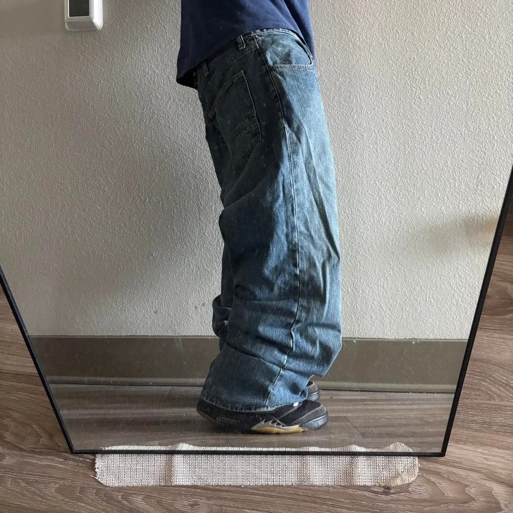 Vintage Y2K/2000s Baggy Dark Wash Skater Grunge Denim Jeans! 38x30